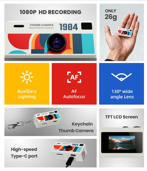 Mini Camera 1984 Retro Porte-Clé 1080P